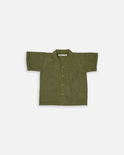 Spark Olive Green Linen Co-ord Set for Boys BCS-03
