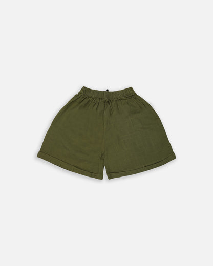 Spark Olive Green Linen Co-ord Set for Boys BCS-03