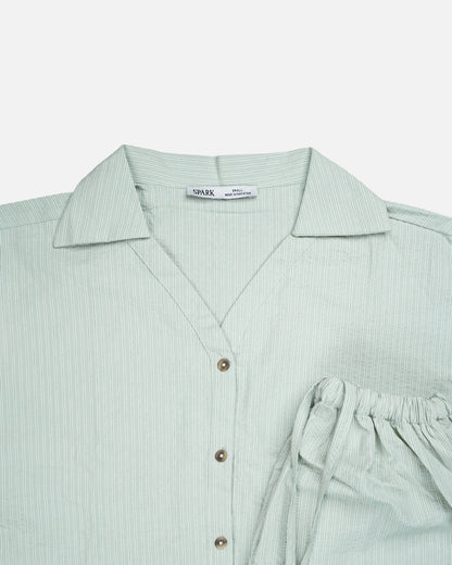 Zelig Branded Mint Green Striped Lounge Co-Ord Set WCS-05