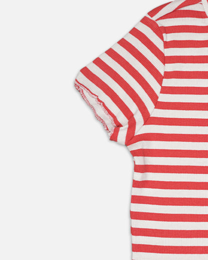 LC Wakik Branded Girl's T-shirt Red & White Striped GTS-01