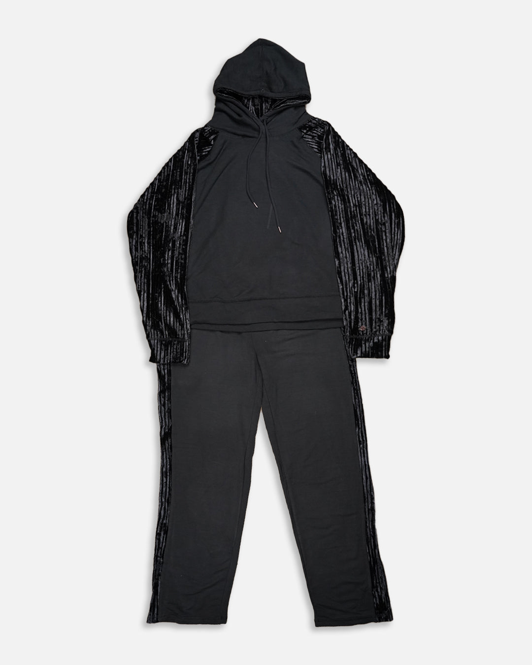 Caila Branded Women's Black Zip-Up Hoodie & Wide-Leg Trouser Co-ord Set WCS-03