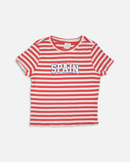 LC Wakik Branded Girl's T-shirt Red & White Striped GTS-01