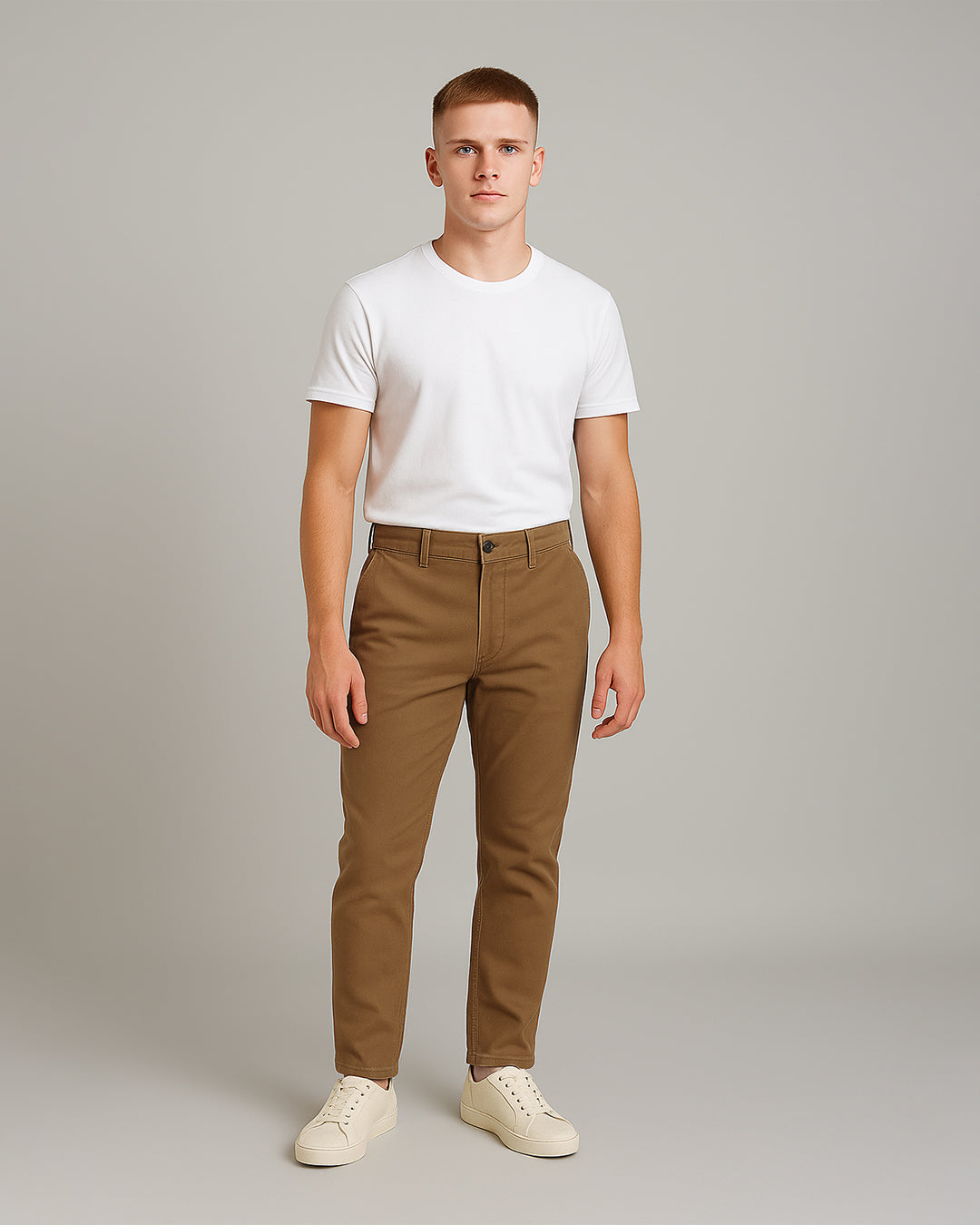 Zelig Branded Men's Brown Color Slim-Fit Cotton Chinos Branded MCP-30