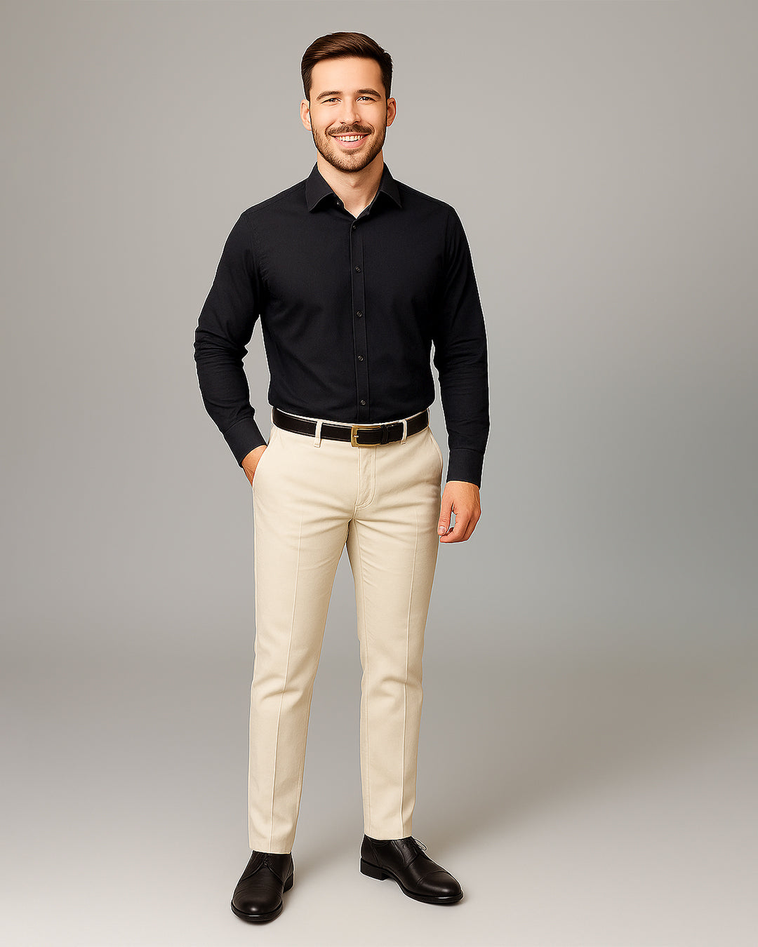 Calvy Klien Branded Men’s Classic Formal Shirt – Black MFS-15