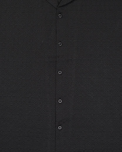 Zelig Branded Casual Textured Shirt Black Color MCS-17
