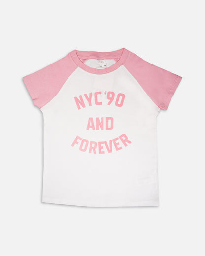 ZARRAA Branded Girl's T-shirt White & Pink Color GTS-03