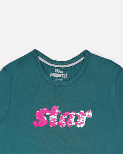 Pepprets Branded Girl's T-shirt Bubble Green Color GTS-06