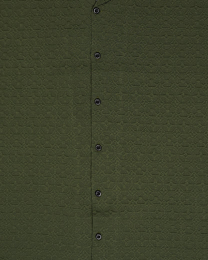 Zelig Branded Casual Textured Shirt Green Color MCS-12