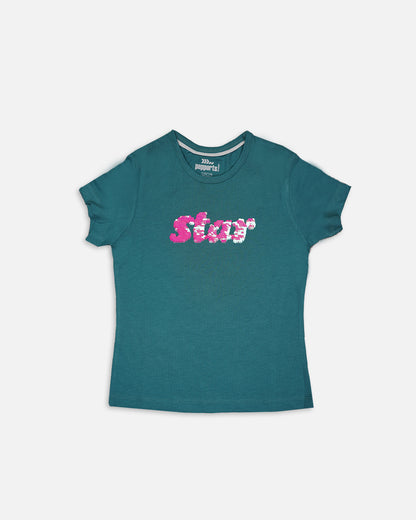 Pepprets Branded Girl's T-shirt Bubble Green Color GTS-06