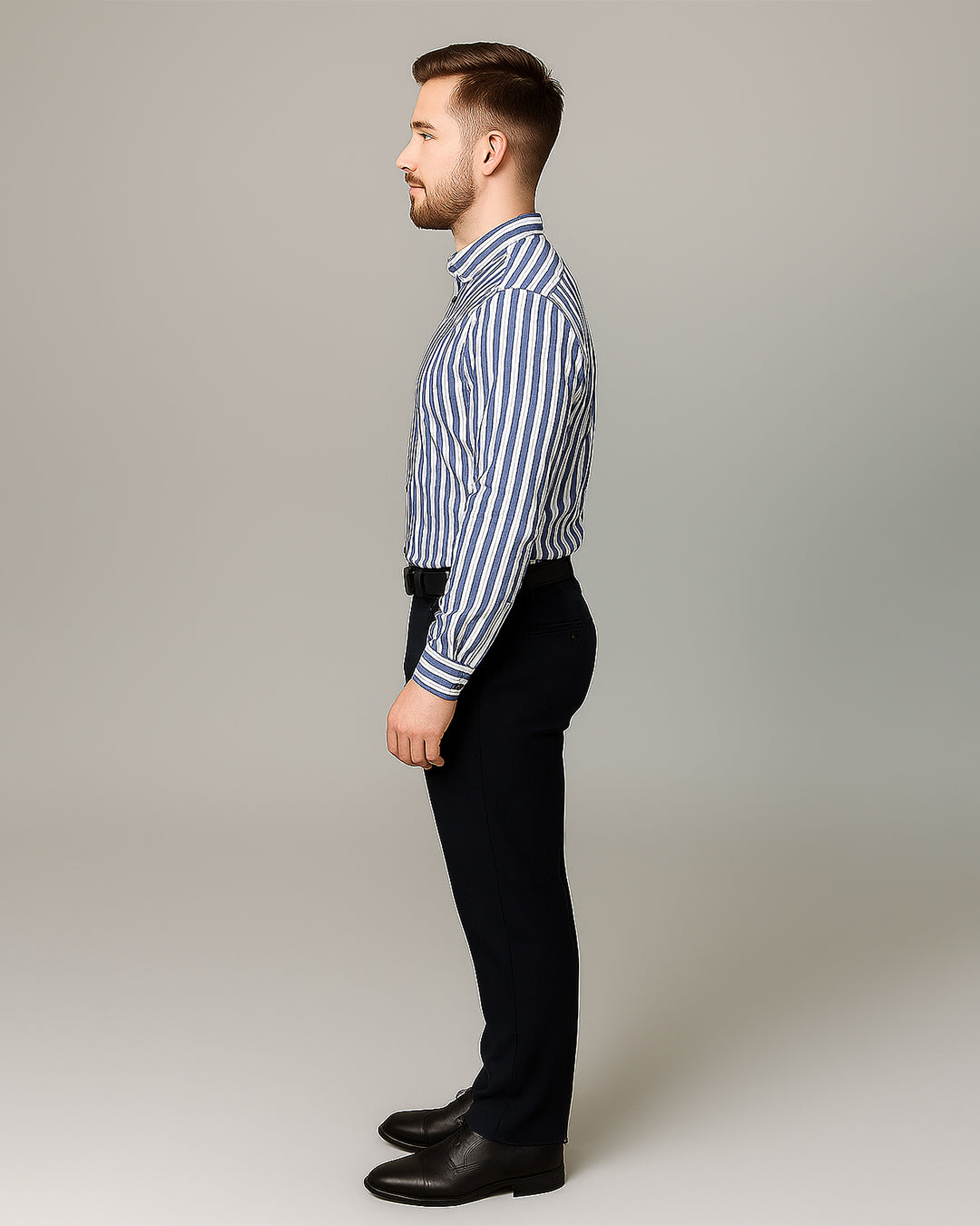 Calvy Klien Branded Men’s Blue & White Vertical Striped Shirt MFS-18