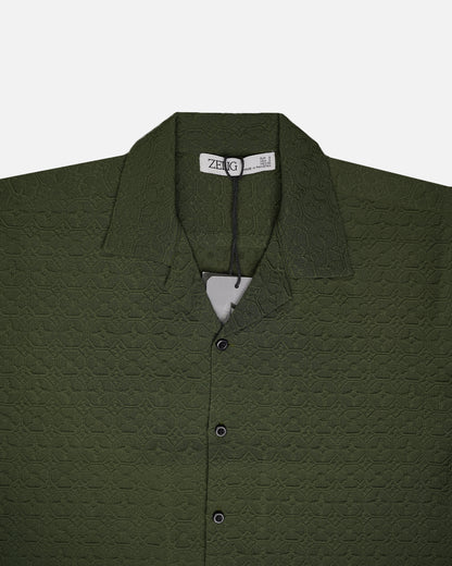 Zelig Branded Casual Textured Shirt Green Color MCS-12