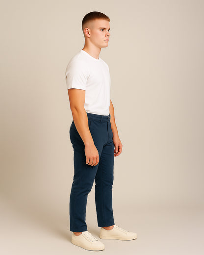 Zelig Branded Men's Navy Blue Color Slim-Fit Cotton Chinos Branded MCP-31