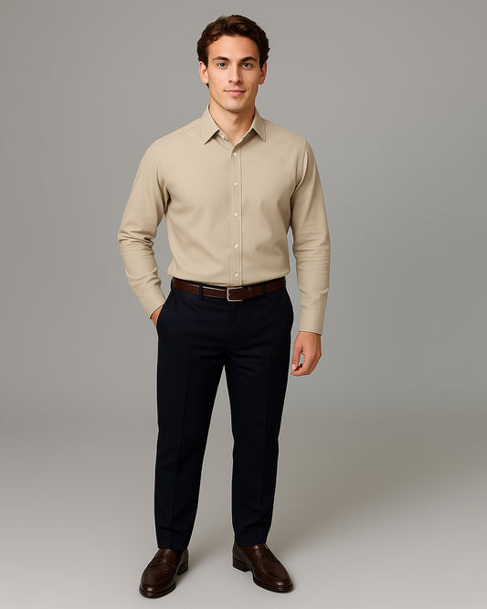 Zelig Branded Men’s Classic Beige Cotton Formal Shirt MFS-19