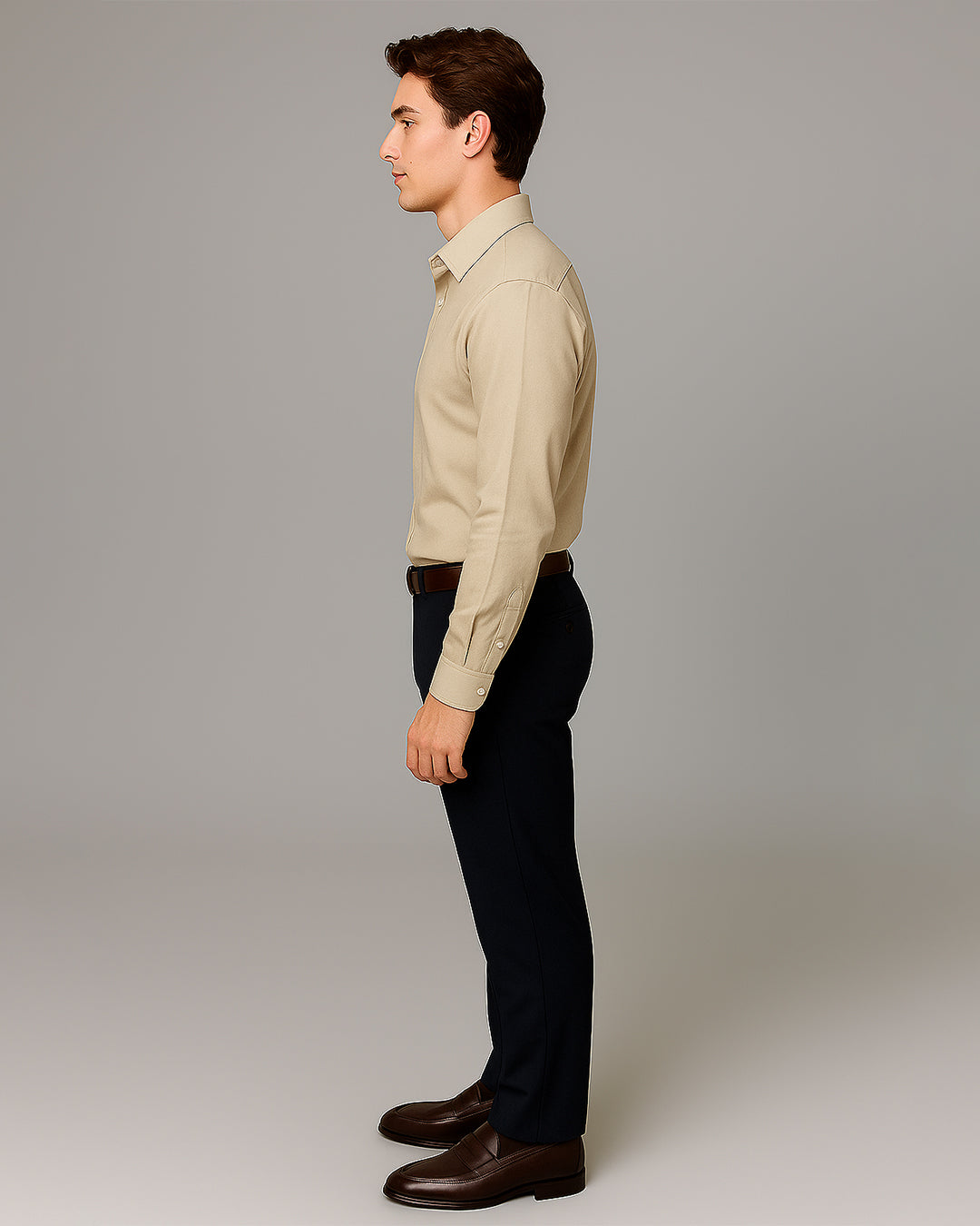 Zelig Branded Men’s Classic Beige Cotton Formal Shirt MFS-19