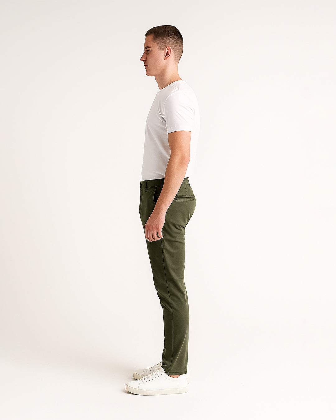 Zelig Branded Men's Olive Green Color Slim-Fit Cotton Chinos Branded MCP-27