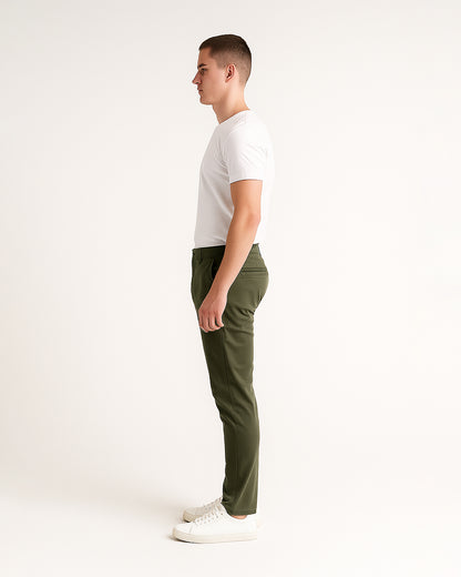 Zelig Branded Men's Olive Green Color Slim-Fit Cotton Chinos Branded MCP-27