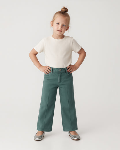 SFRA Girls’ Premium Denim Wide-Leg Jeans – Aqua Teal GJ-03
