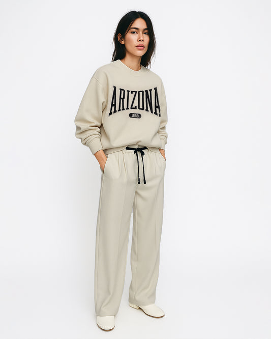 ARIZON Branded Women's Oversized Sweatshirt – Beige WSWT-03