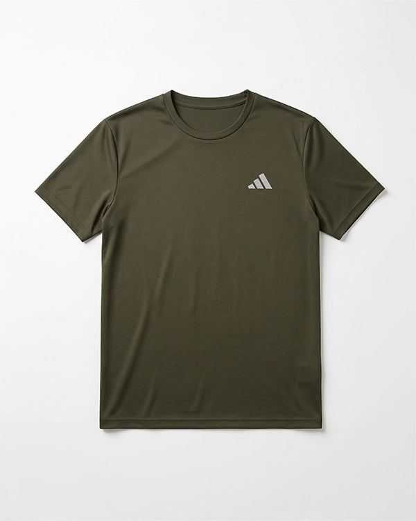 Adids Branded Men's Essential Performance Athletic T-Shirt - Olive Green MDT-46