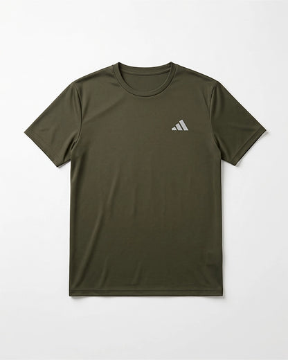 Adids Branded Men's Essential Performance Athletic T-Shirt - Olive Green MDT-46