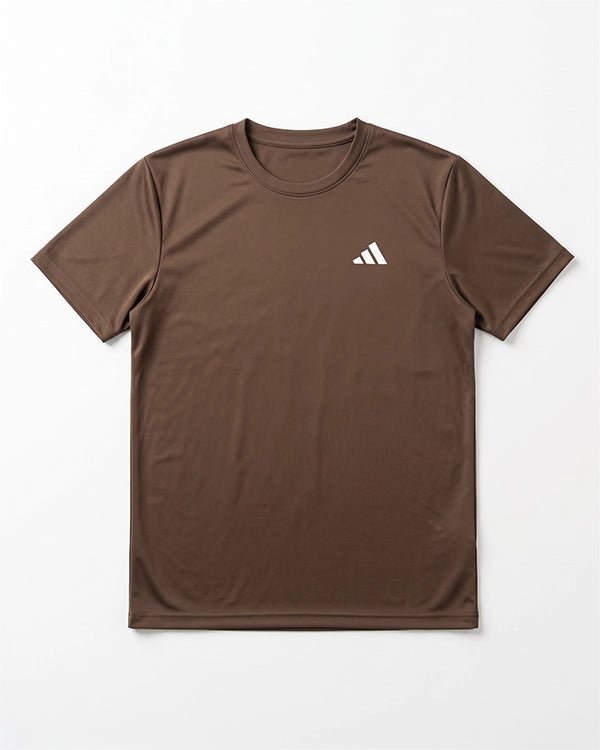 Adids Branded Men's Essential Performance Athletic T-Shirt - Coffee Brown MDT-41