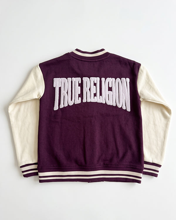 Branded Kids Bomber Jacket – Burgundy & Cream SP-62