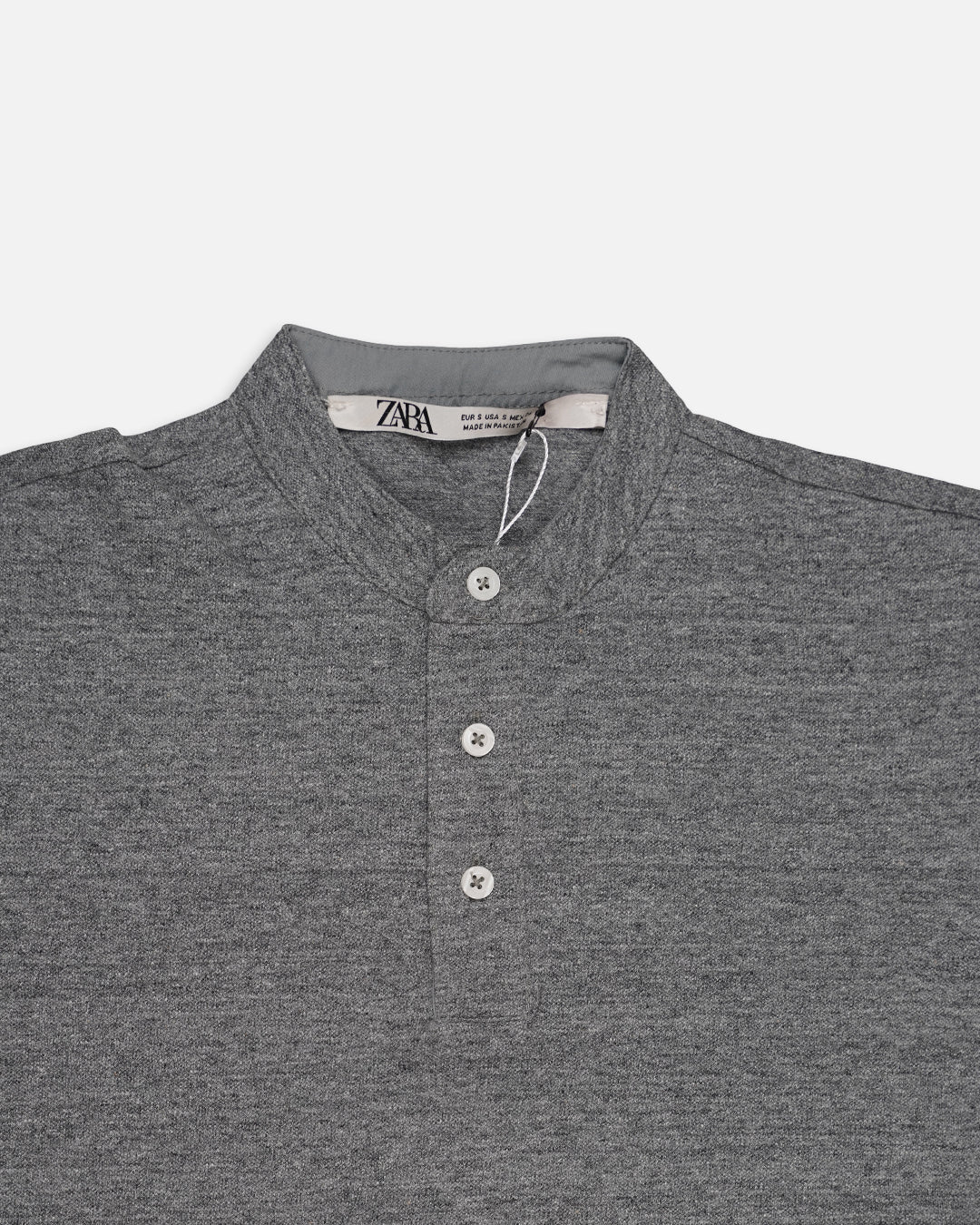 ZARRAA Branded Men’s Mandarin Collar Henley T-Shirt – Grey MPT-68