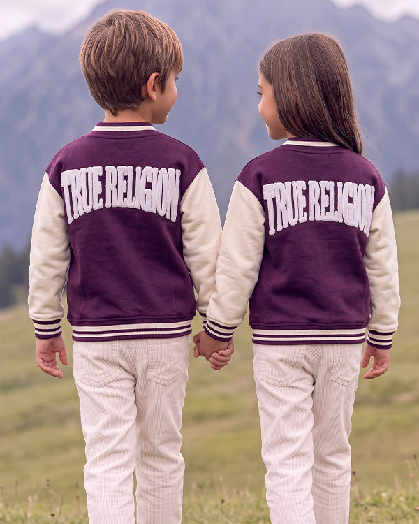 Branded Kids Bomber Jacket – Burgundy & Cream SP-62
