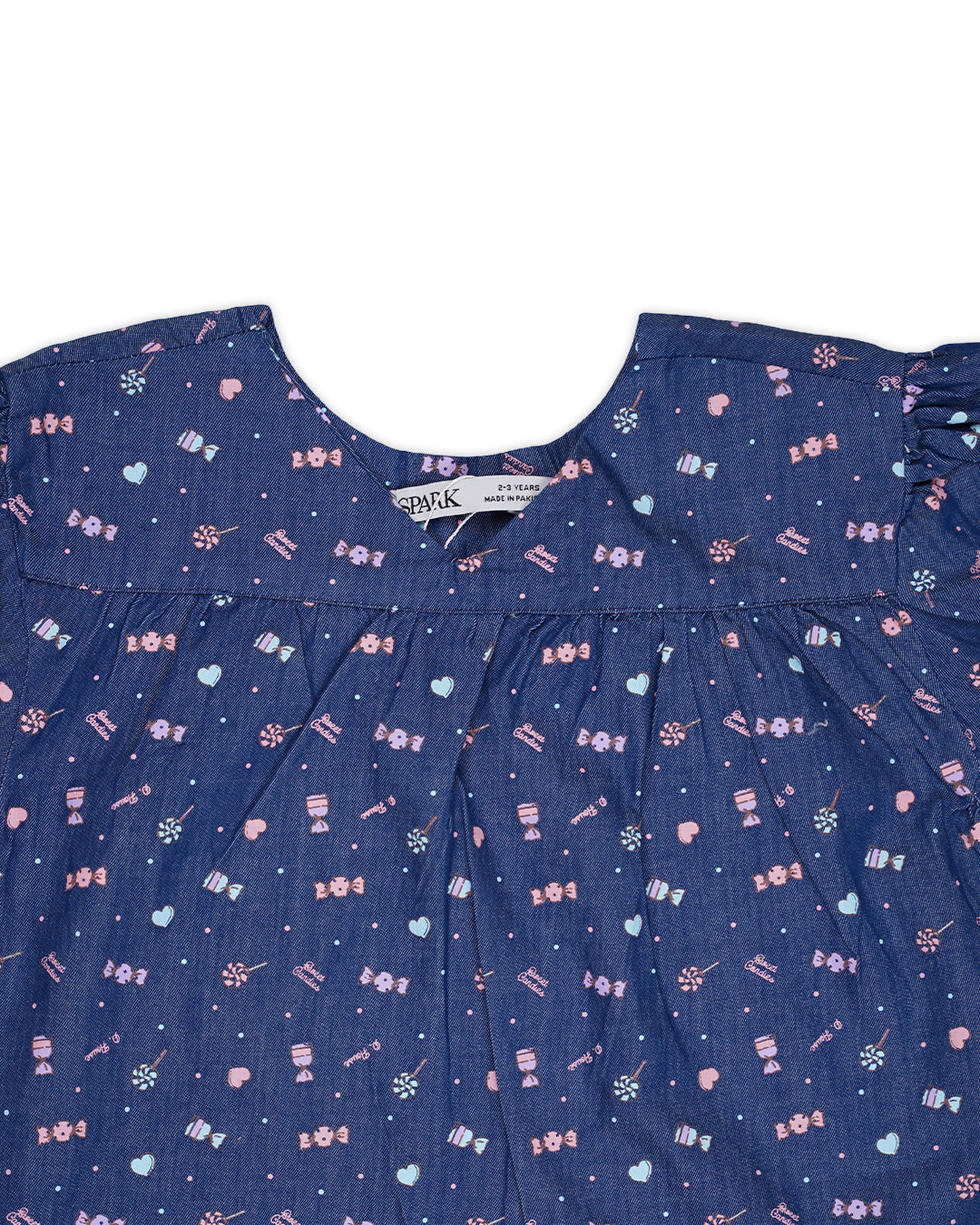 SPARK Branded Kids Printed Puff-Sleeve Fusion Top GF-13