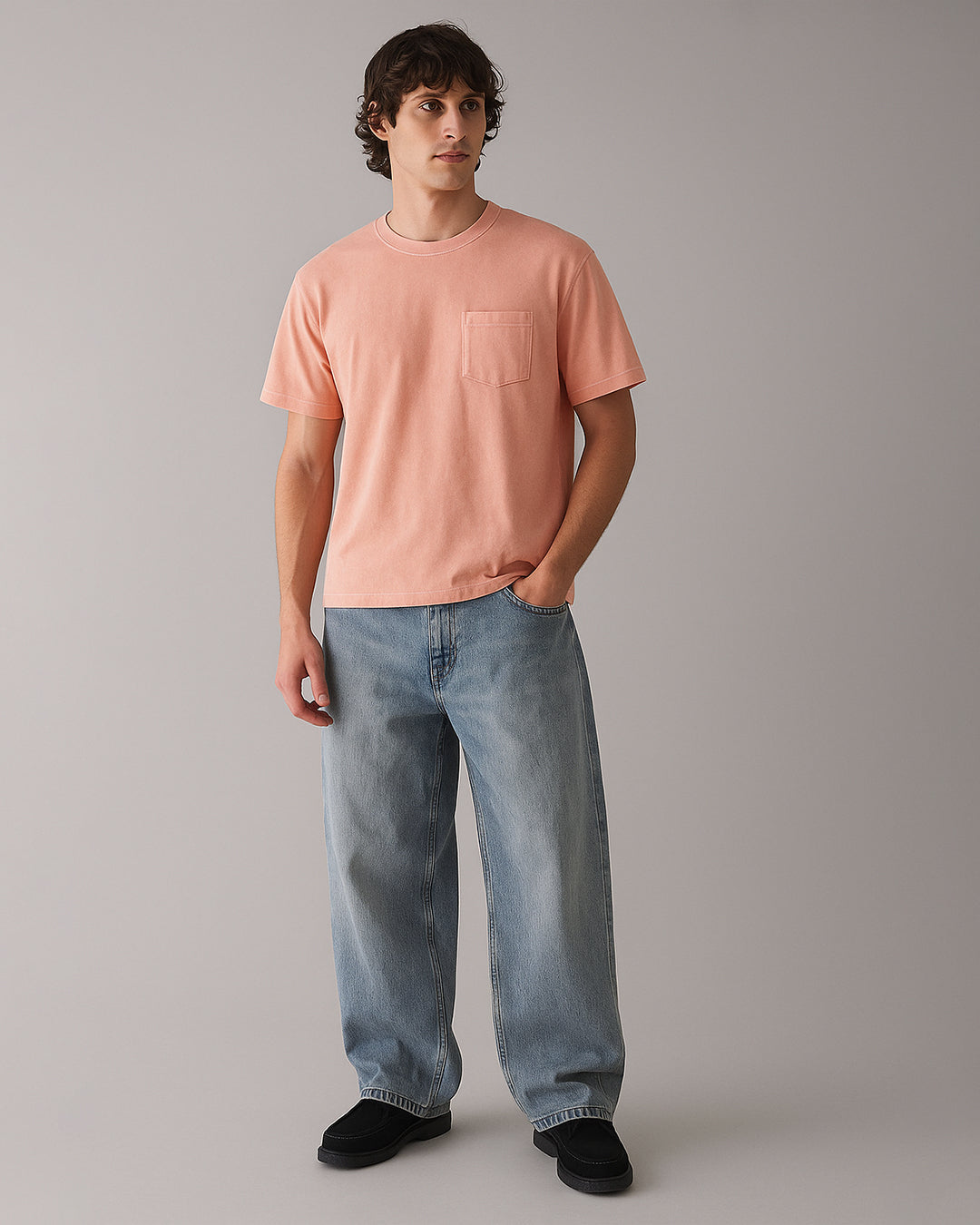 ARIZON Branded Men's Peach Vintage Pocket Tee MT-25