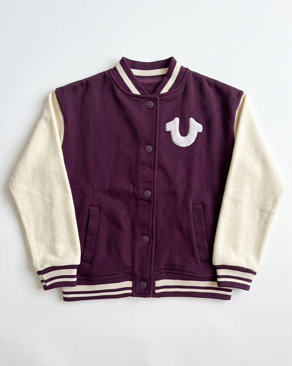 Branded Kids Bomber Jacket – Burgundy & Cream SP-62