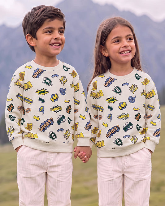 Branded Kids Comic Pop-Art Print Fleece SweatshirtSP-49