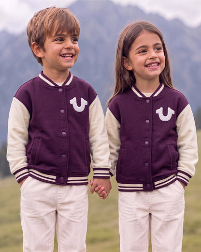 Branded Kids Bomber Jacket – Burgundy & Cream SP-62