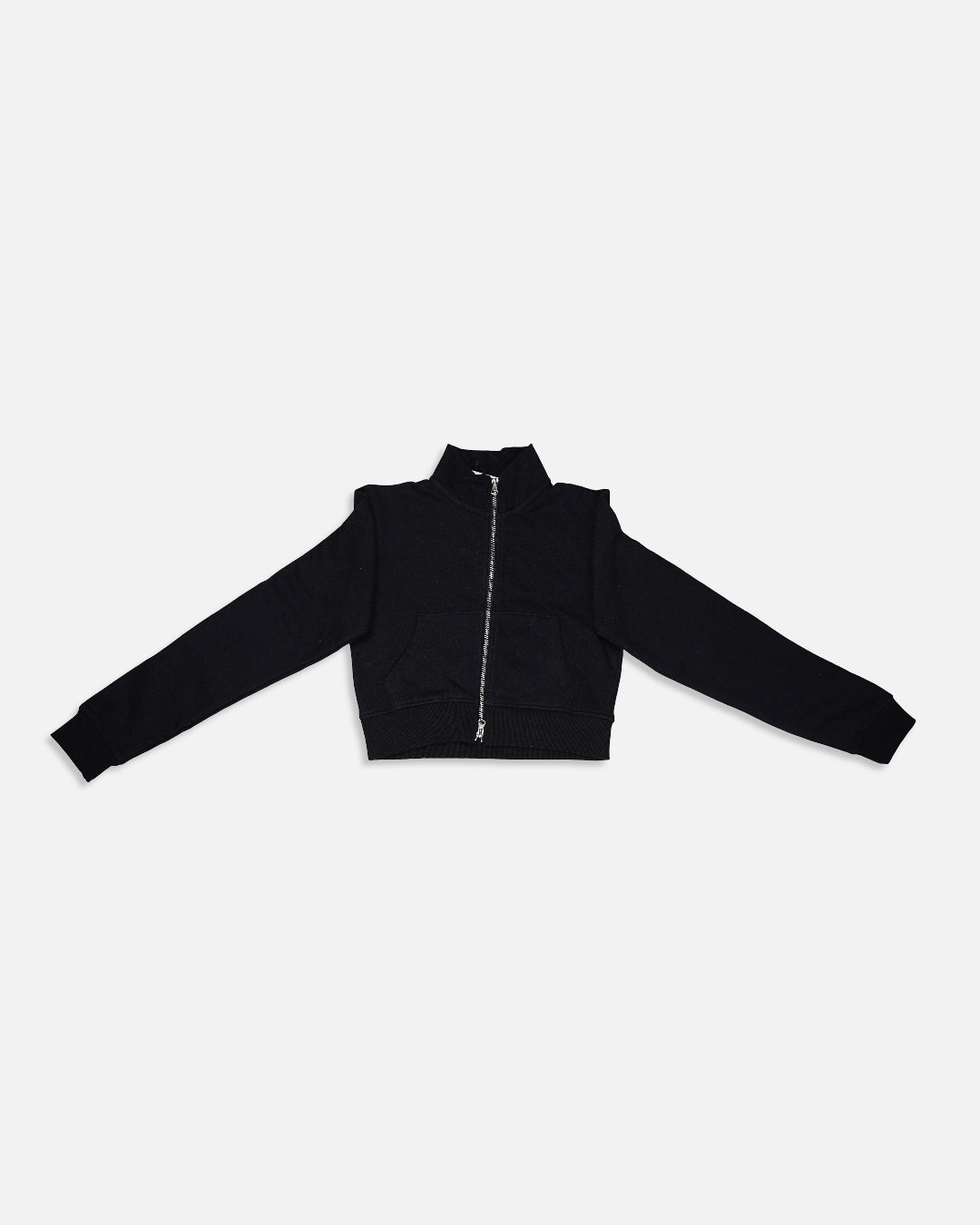 Women’s Black Cropped High-Neck Zip-Up Sweat Jacket WJ-06