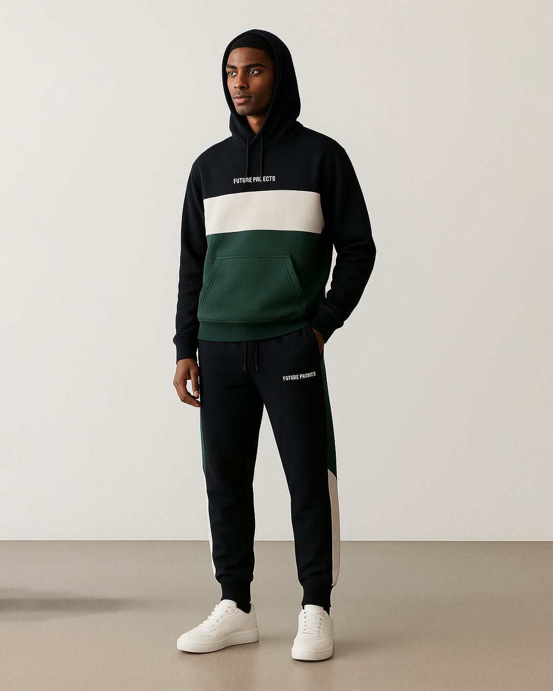 Primk Branded Winter Unisex Pemimum Fleece Tracksuit Co-ord set– Black | Green | Off-White UCS-01