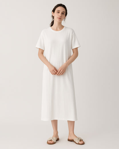 Misguidd Branded Women’s White Cotton T-Shirt Dress WT-03