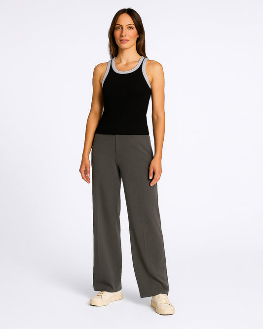 BOOH Branded Women’s Contrast Ribbed Racer Tank – Black & White WTT-08