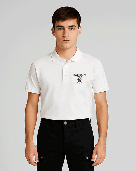 Balmen Pars Branded Polo T-shirt White Color Mpt-40