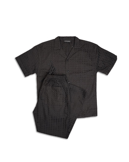 Pegadoor Branded Men's Textured Co-ord Set Black Color MCDS-08
