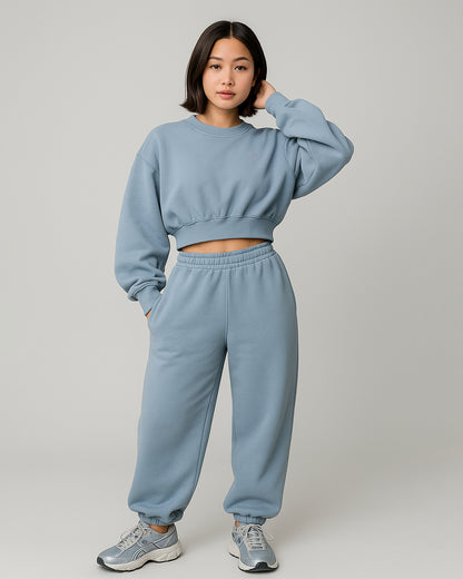 Alos Branded Essential Winter Fleece Co-Ord Set – Sky Blue (Premium Export) WCS-24