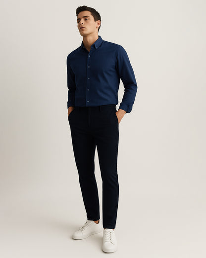 Michael Krs Branded Men’s Solid Navy Blue Formal Shirt MFS-21