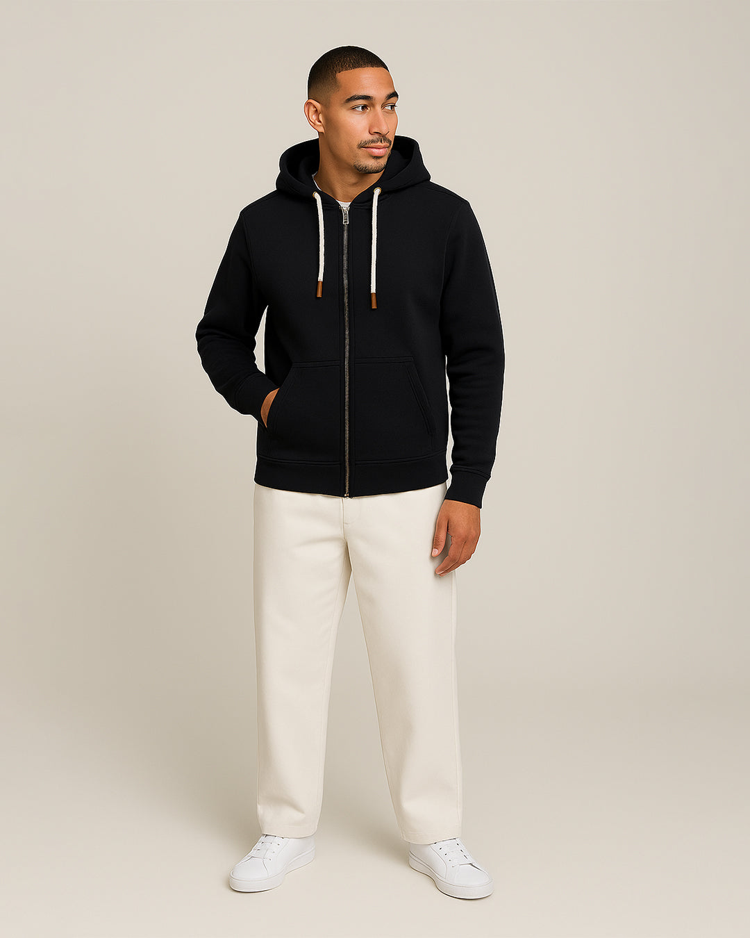 Adony Branded Men's Black Classic Zip-Up Hoodie MZH-03