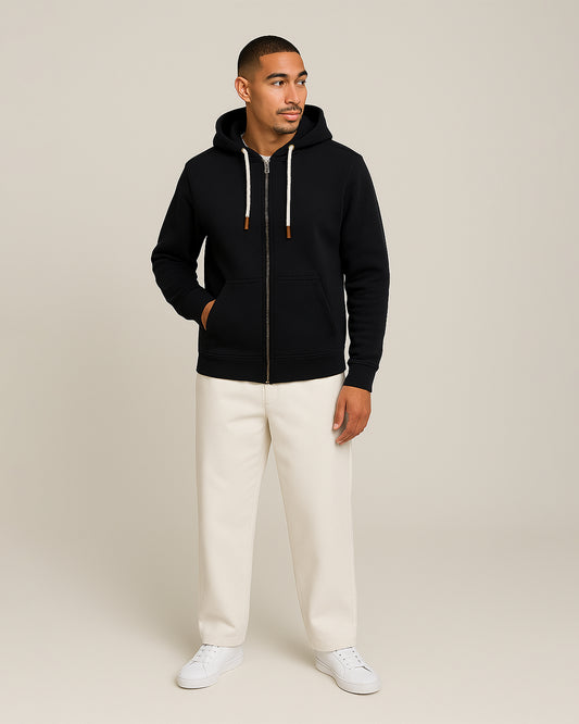 Adony Branded Men's Black Classic Zip-Up Hoodie MZH-03