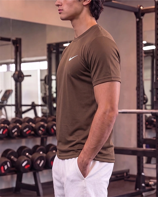 Nikk Branded Men's Essential Performance Athletic T-Shirt - Coffee Brown MDT-43