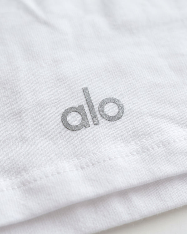 Alos Branded Women's Short Sleeve Athletic Crop Top - White WTT-23