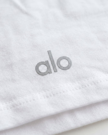 Alos Branded Women's Short Sleeve Athletic Crop Top - White WTT-23