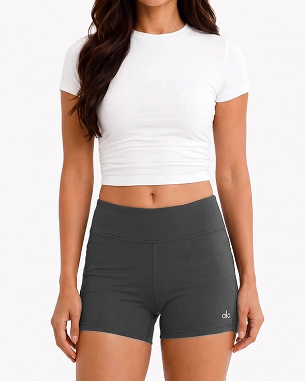 ALOS branded Women’s High Performance Athletic Shorts - Grey MWS-30