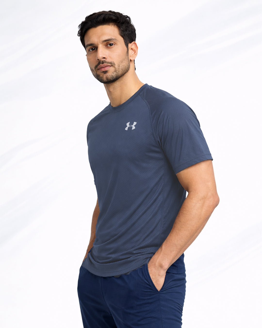 Under Armr Men's Dri-FIT Textured T-Shirt - Navy Blue MDT-35