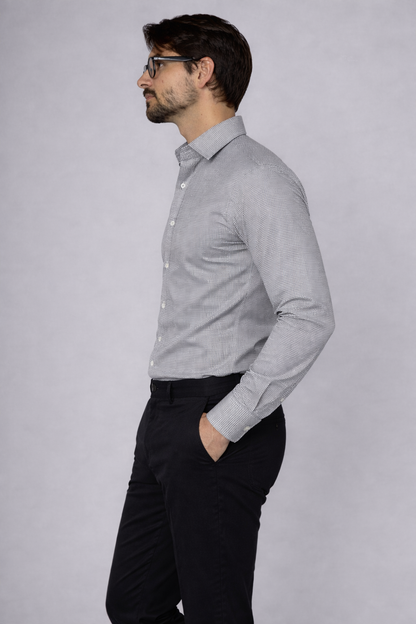 Calvy Klien Branded Mens Formal Shirt-Grey Micro-Check MFS-35