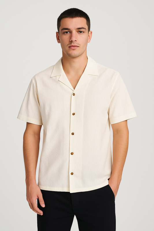 Pegadoor Branded Casual Half Sleeves Shirt Off White Color MCS-04